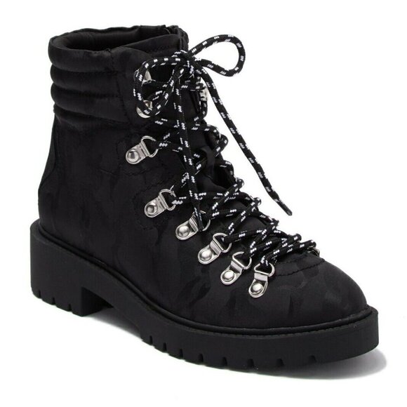STEVE MADDEN Geiger Lace Up Combat Boots Black camo 8.5 - Picture 1 of 7